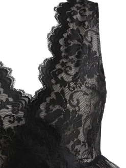 Online Retro Stage 1950s Lace Floral Swing Dress Black