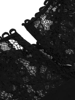 Online Retro Stage 1950s Lace Round Neck Dress Black