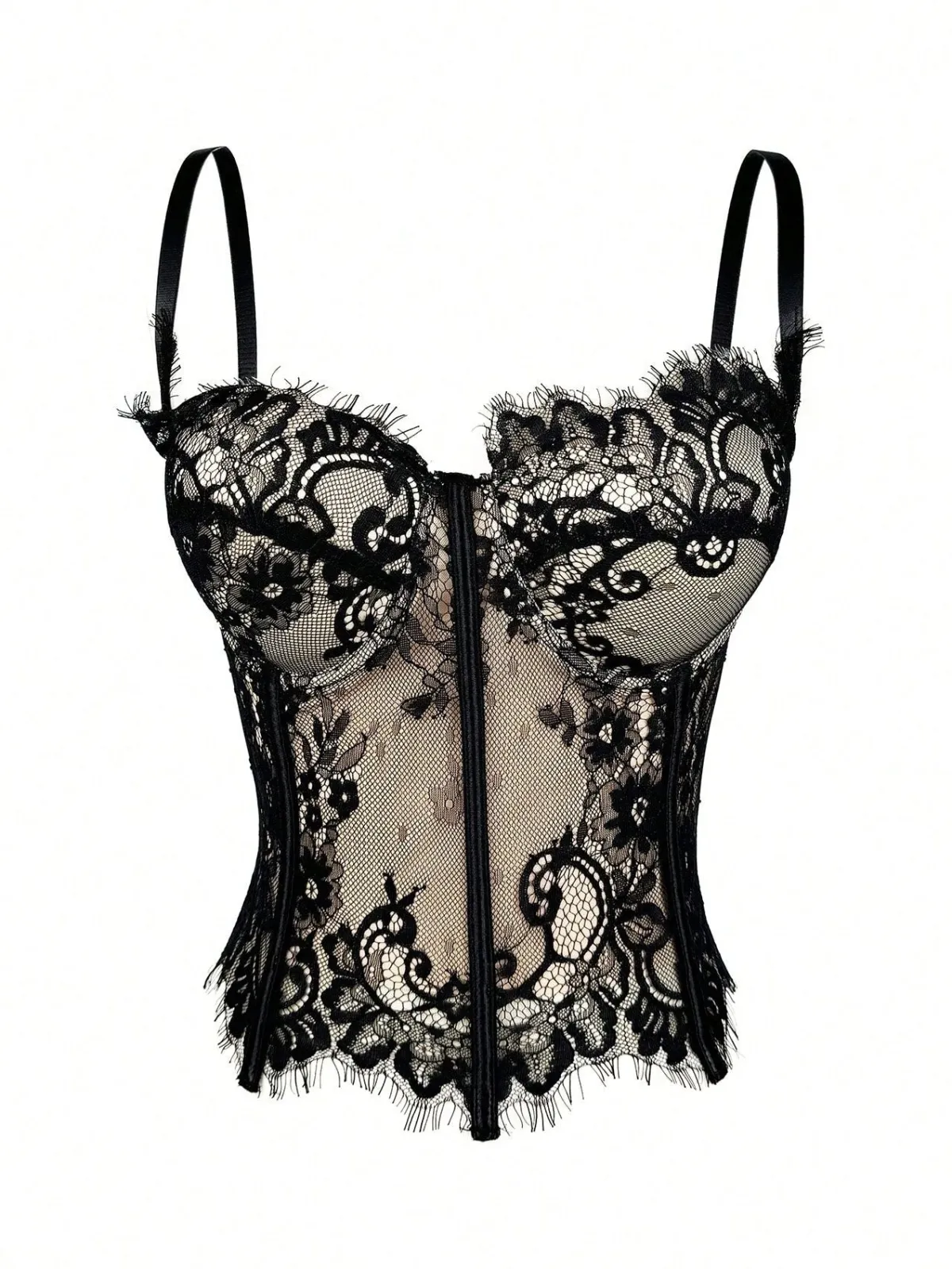 Best Retro Stage Black 1980s Lace Steampunk Herringbone Corset Beige