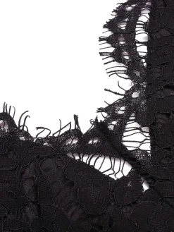 Best Retro Stage 1970s Lace V-Neck Spaghetti Straps Jumpsuit Black