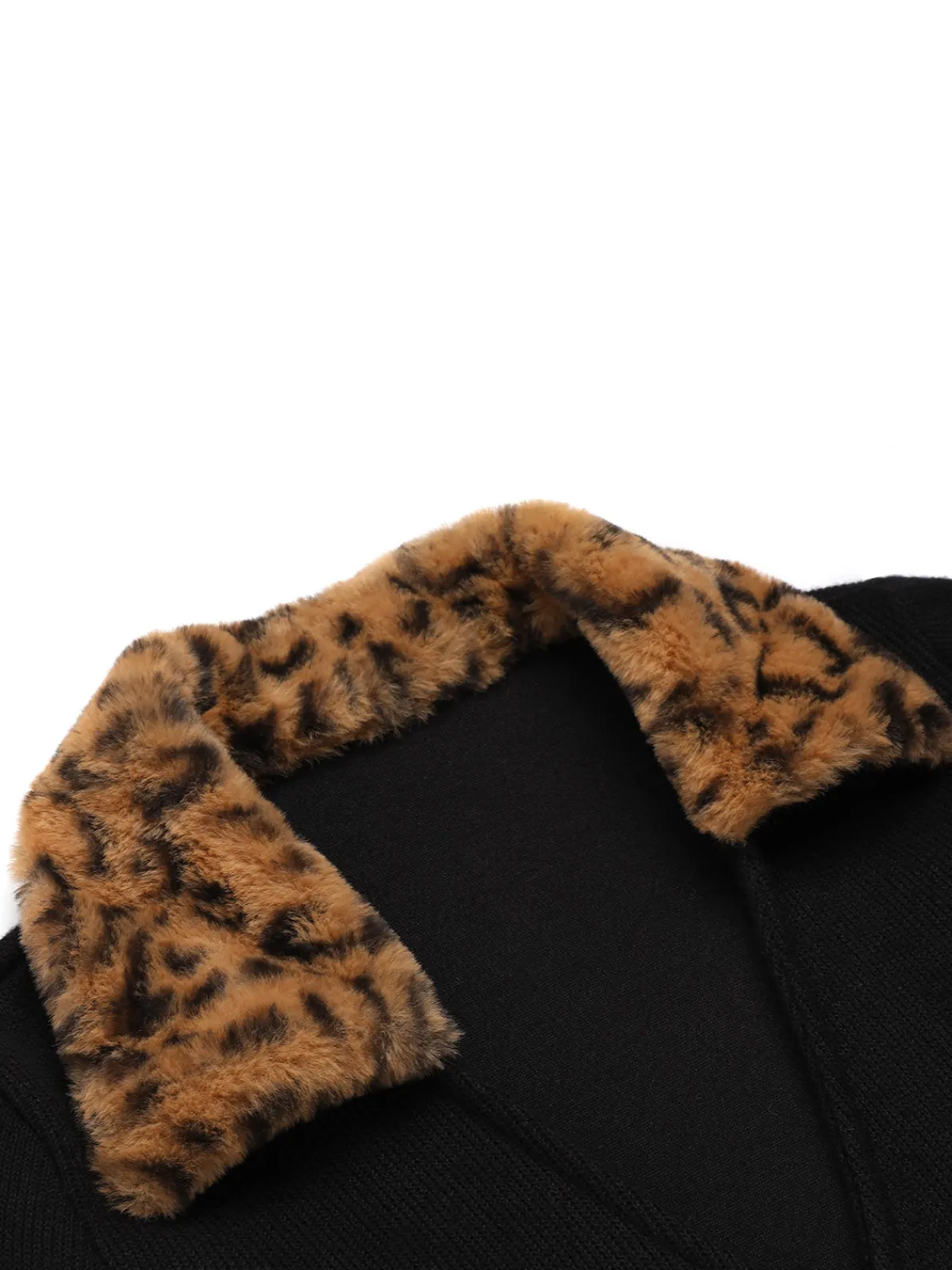 Clearance Retro Stage 1950s Lapel Leopard Patchwork Dress Black