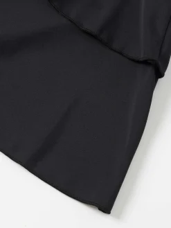 Outlet Retro Stage 1940s Layered Hem Halter Swimdress Black