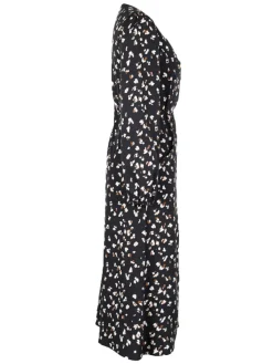 Online Retro Stage 1940s Leopard V-Neck Wrap Dress Black