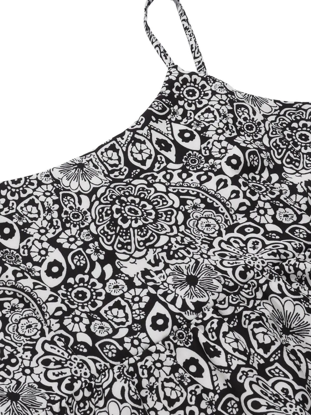 New Retro Stage 1930s Mandala Print Strap Dress Black