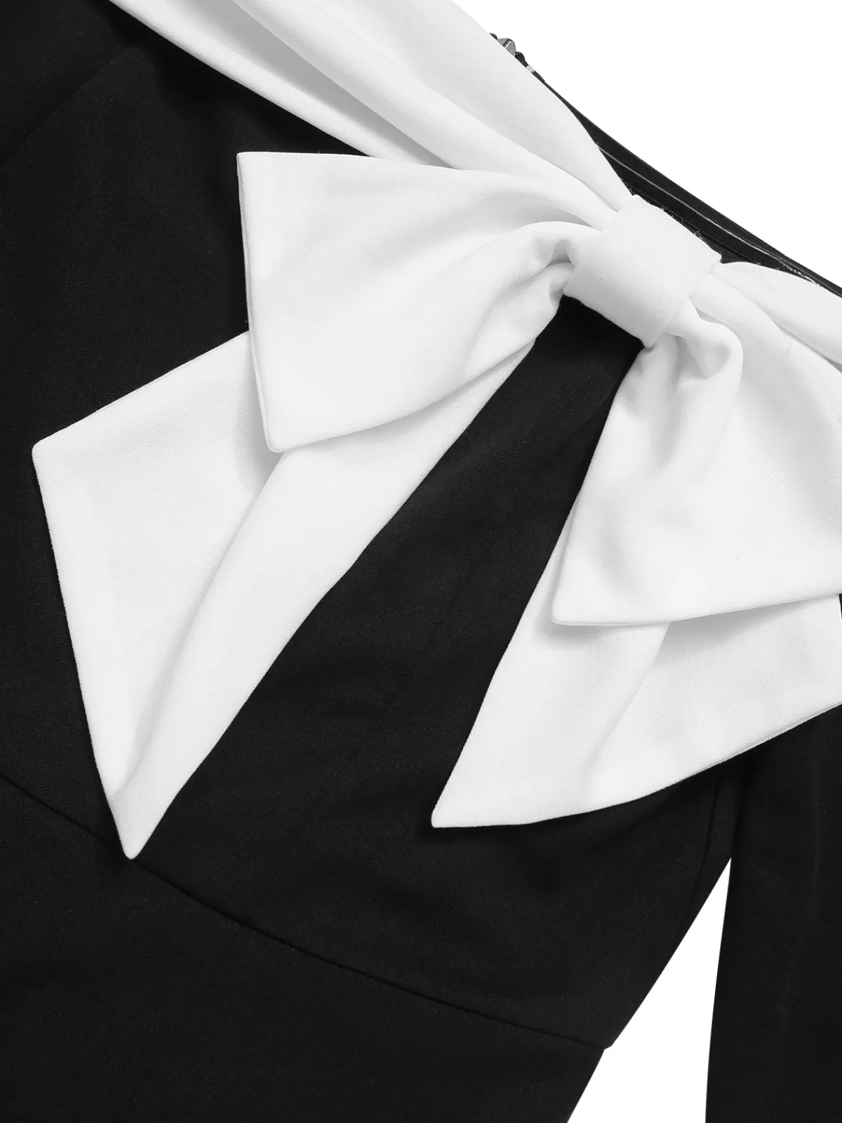 Fashion Retro Stage 1930s Off-Shoulder Bow Jumpsuit Black