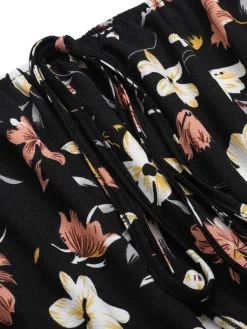 New Retro Stage 1950s Off-Shoulder Floral Romper Black