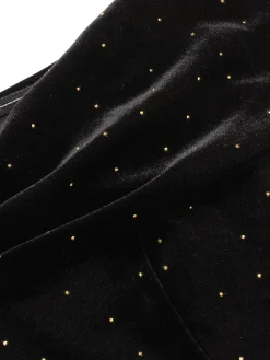 Hot Retro Stage 1960s Off-Shoulder Rhinestones Velvet Dress Black