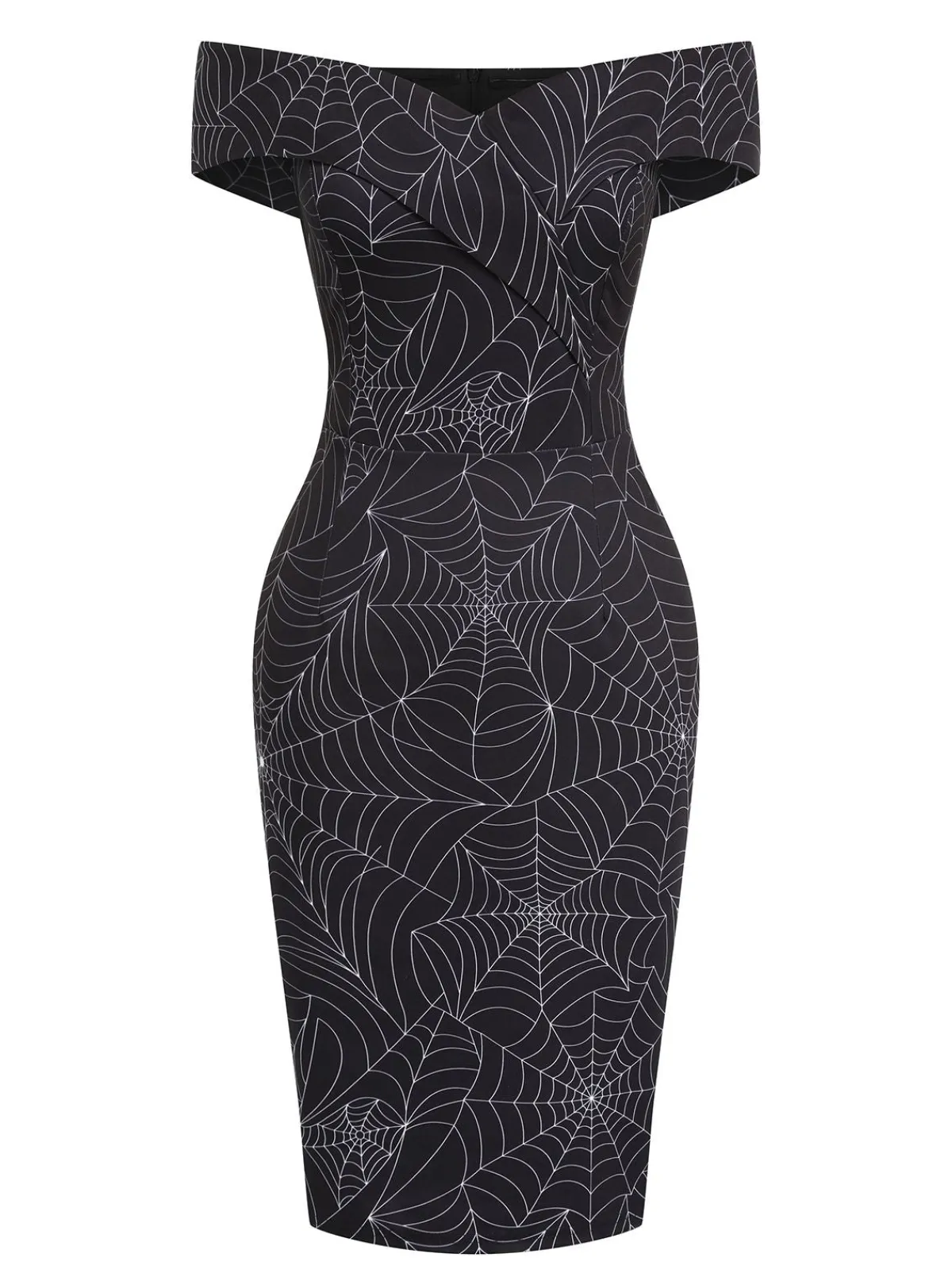 Sale Retro Stage 1960s Off-shoulder Spider Web Dress Black