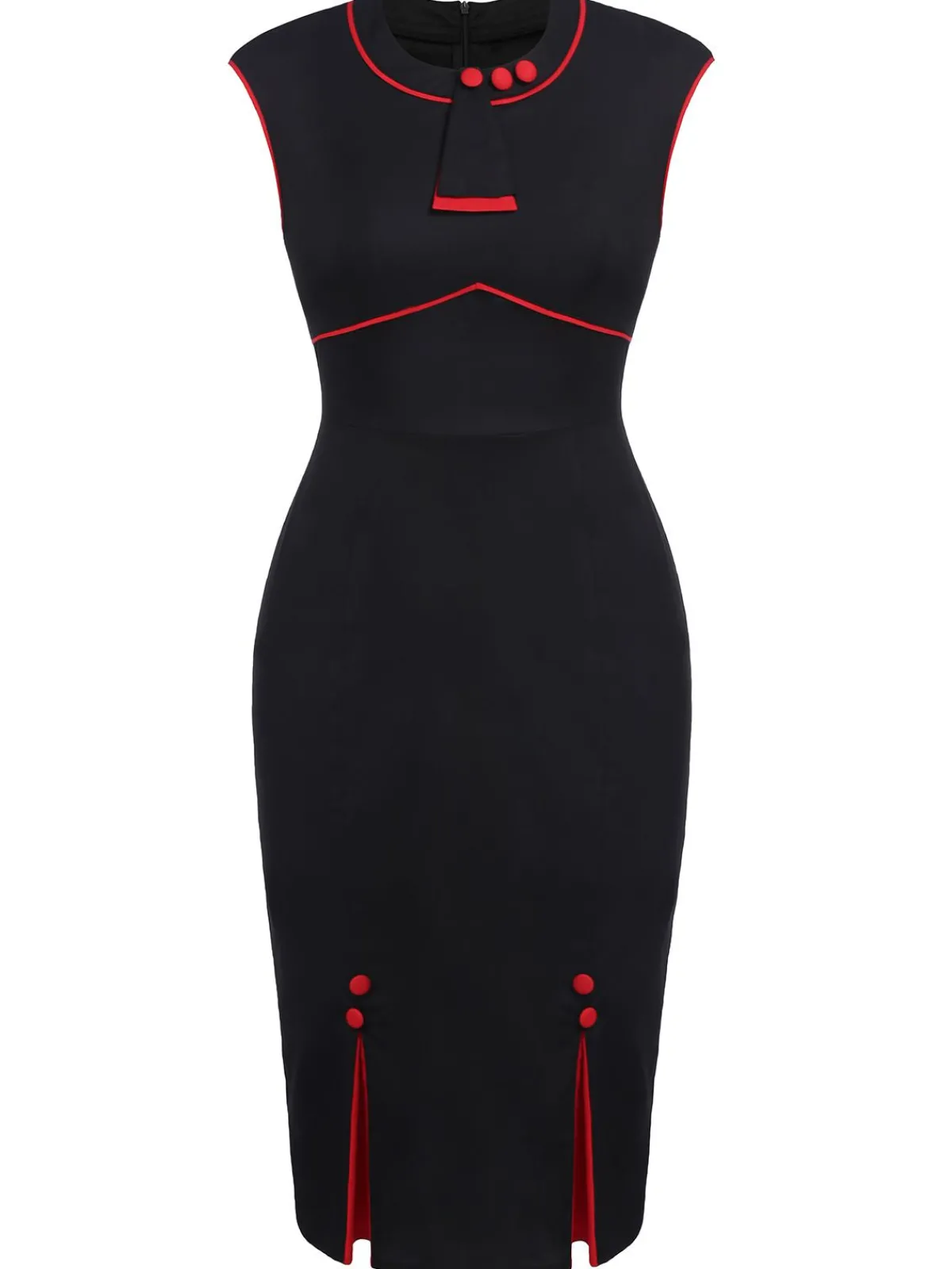 Outlet Retro Stage 1960s Patchwork Bodycon Dress Black