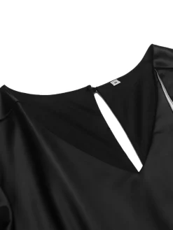 Discount Retro Stage 1960s Patchwork Fishtail Bodycon Dress Black