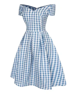 Fashion Retro Stage Black 1950s Plaid Swing Dress