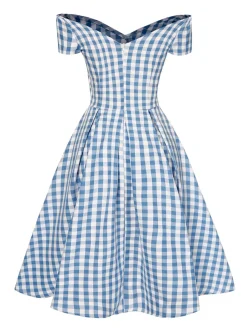 Fashion Retro Stage Black 1950s Plaid Swing Dress