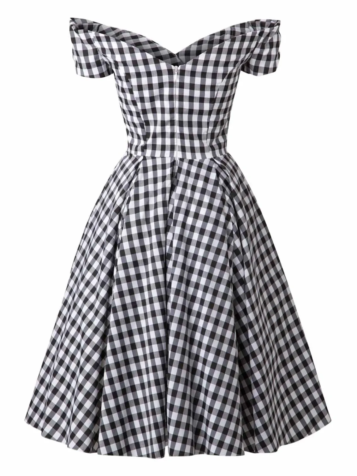 Best Retro Stage 1950s Plaid Swing Dress Black