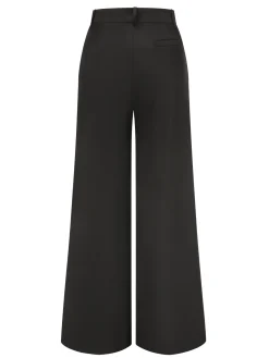 Fashion Retro Stage 1930s Pleated High Waist Wide Leg Pants Black
