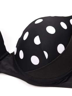 Clearance Retro Stage 1960s Polka Dot Bikini Set with Skirt Black