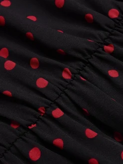Clearance Retro Stage 1950s Polka Dot Long Sleeves Dress Black