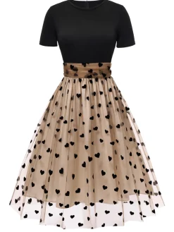 Sale Retro Stage Black 1950s Polka Dot Swing Vintage Dress