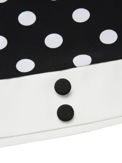 Sale Retro Stage 1960s Polka Dot V-Neck Dress Black