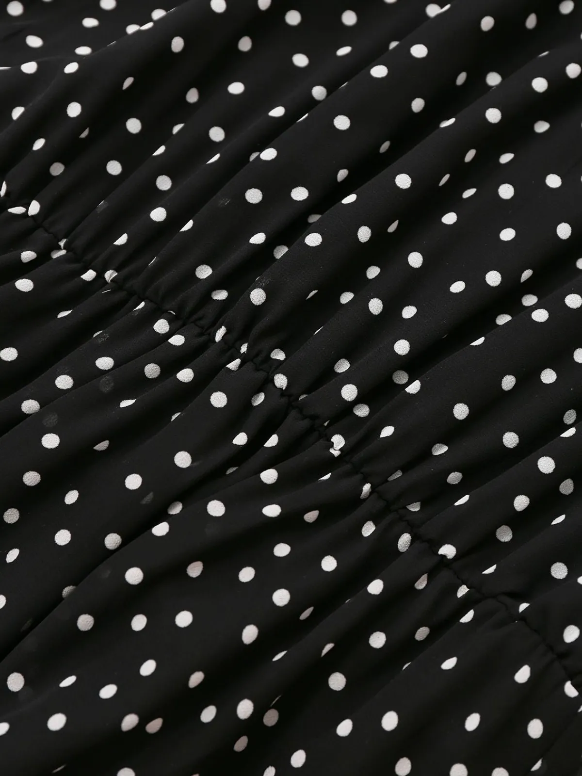 Sale Retro Stage 1930s Polka Dots Chiffon Sleeveless Dress Black