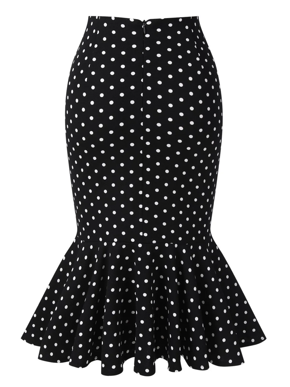 Clearance Retro Stage 1930s Polka Dots Fishtail Skirt Black