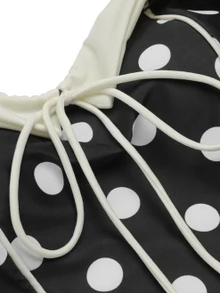 Best Retro Stage 1950s Polka Dots Halter Swimsuit Black