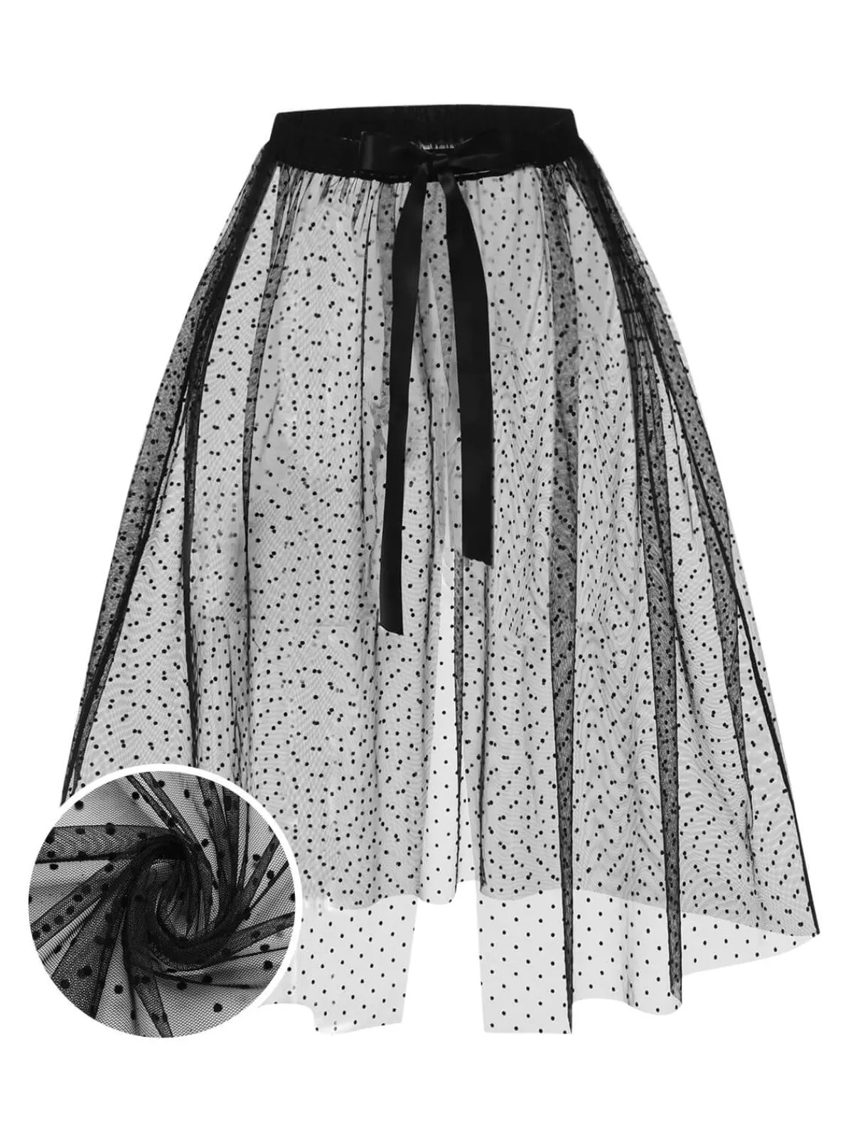 Sale Retro Stage 1960s Polka Dots Mesh Cover-up Black