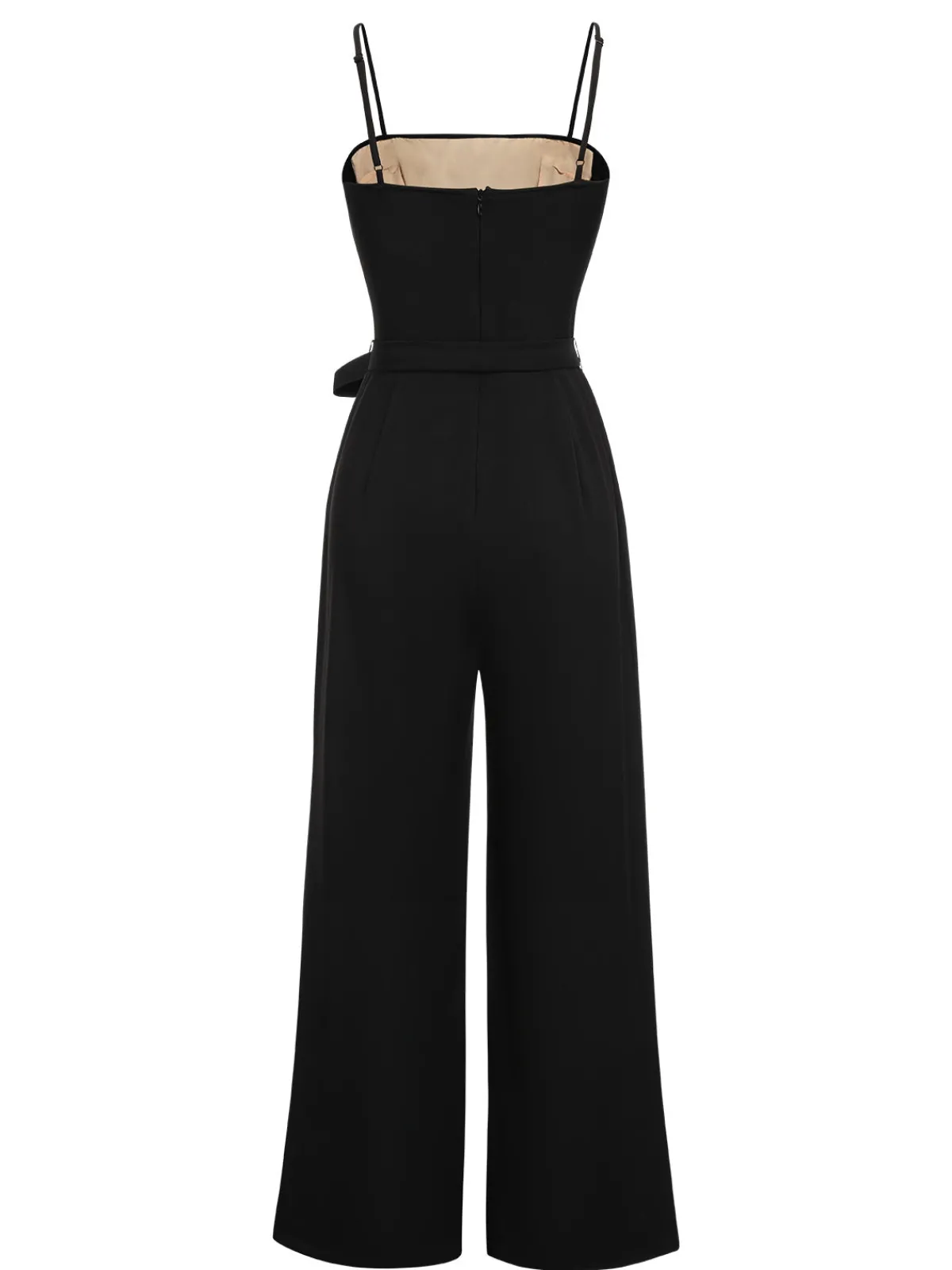 New Retro Stage 1930s Polka Dots Mesh Spaghetti Straps Jumpsuit Black