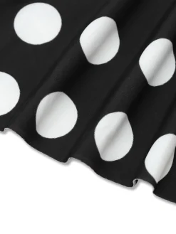 Clearance Retro Stage 1950s Polka Dots One-Piece Swim Dress Black
