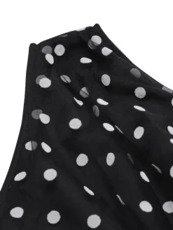 Discount Retro Stage 1930s Polka Dots Patchwork Jumpsuit Black