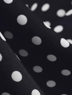 Fashion Retro Stage Black 1950s Polka Dots Ruffles Dress