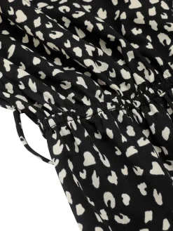 Best Retro Stage 1950s Printed V-Neck Belted Romper Black