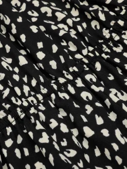 Best Retro Stage 1950s Printed V-Neck Belted Romper Black