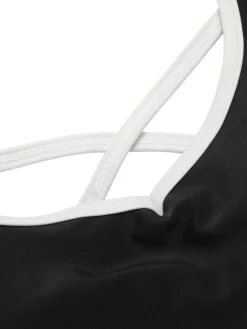 Online Retro Stage 1960s Puff Sleeves One-Piece Swimsuit Black