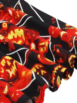 Online Retro Stage 1950s Pumpkin Halloween Swing Dress & Bolero Jacket Black