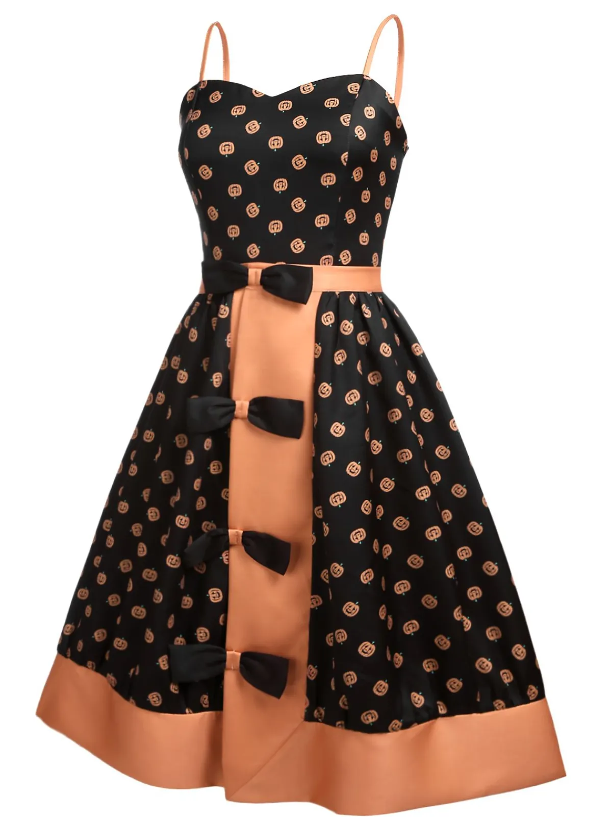 Best Retro Stage 1950s Pumpkins Romper & Skirt Black