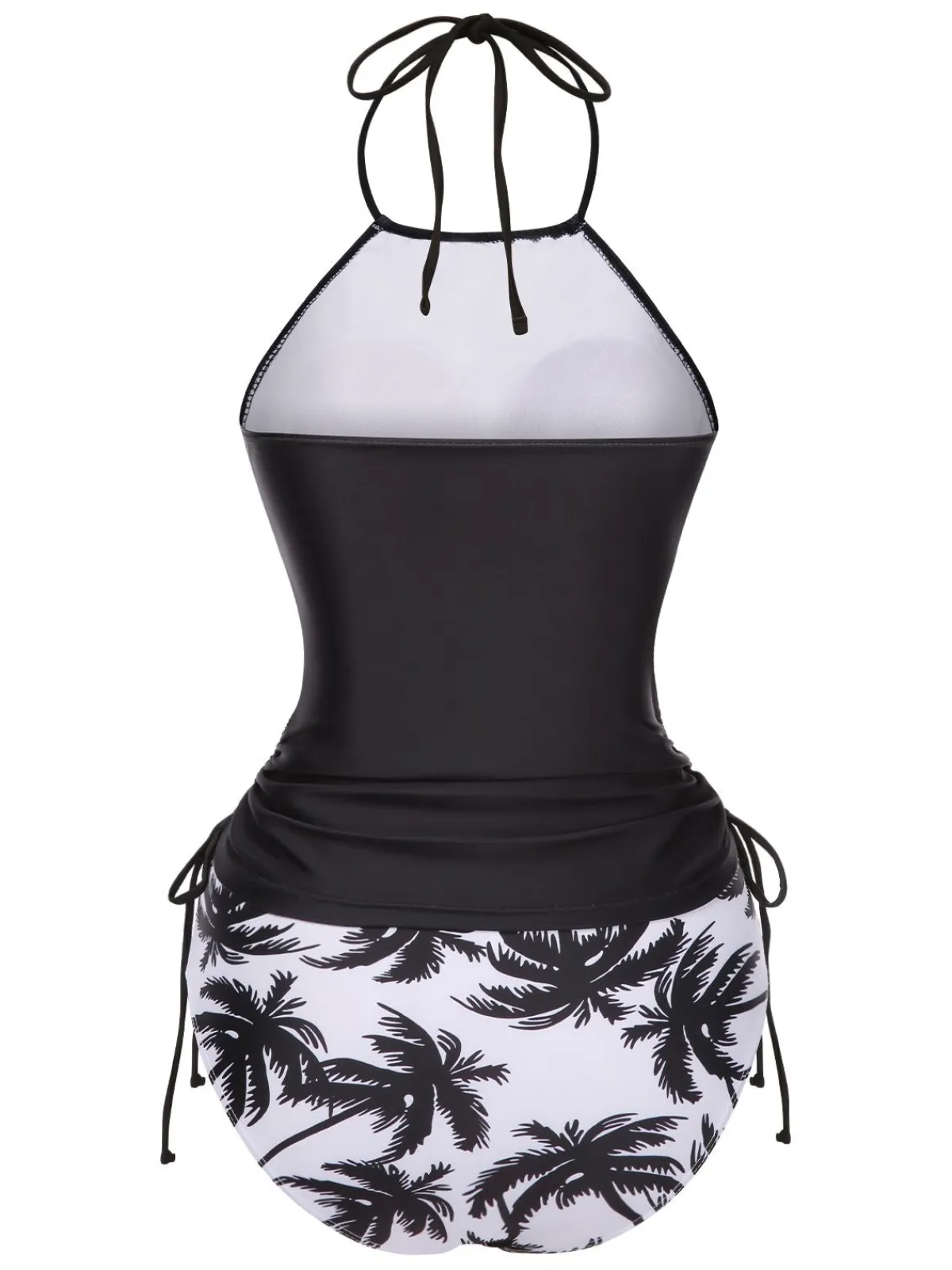 Fashion Retro Stage Black 1980s Punk Halter Skeleton Beach Print Bikini Set
