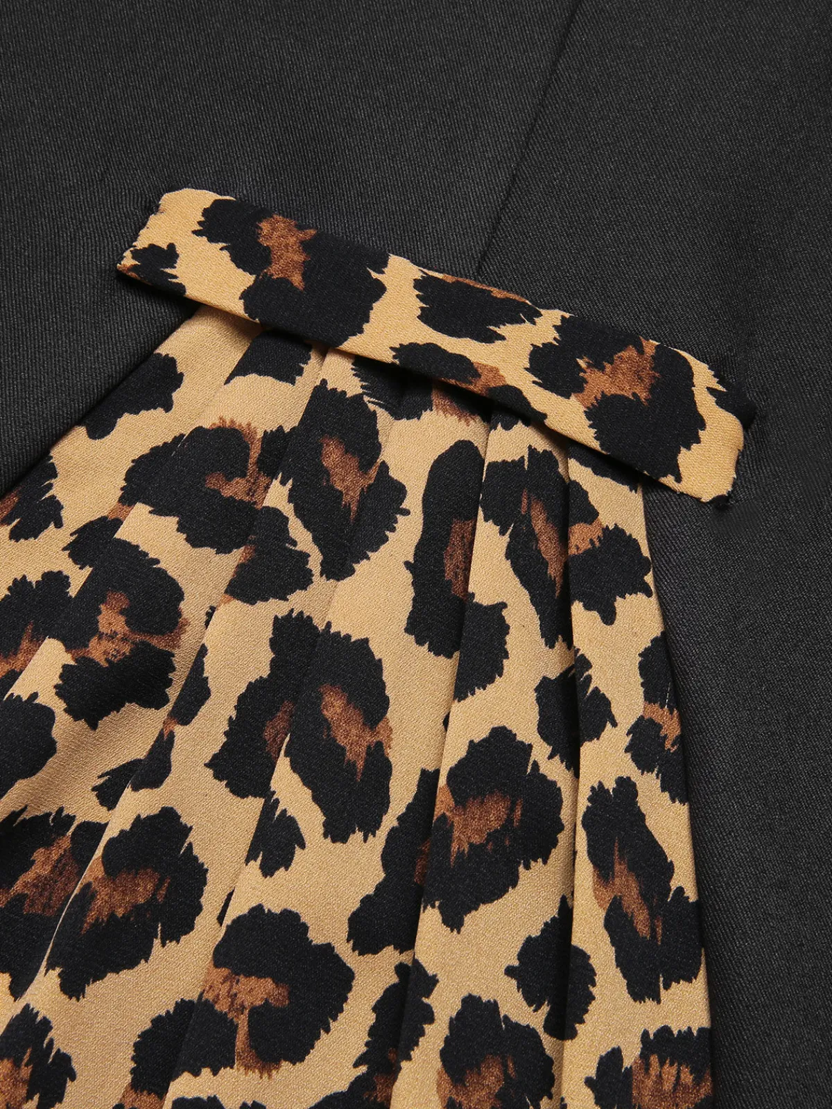 Discount Retro Stage 1960s Raw Hem Leopard Asymmetric Wrap Dress Black