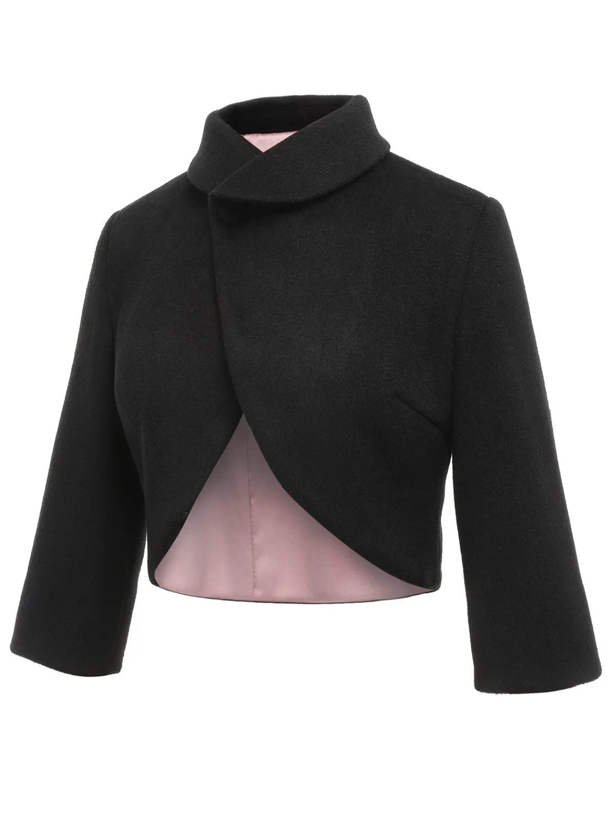 Clearance Retro Stage 1950s Retro Woolen Wrap Bolero Jacket Black