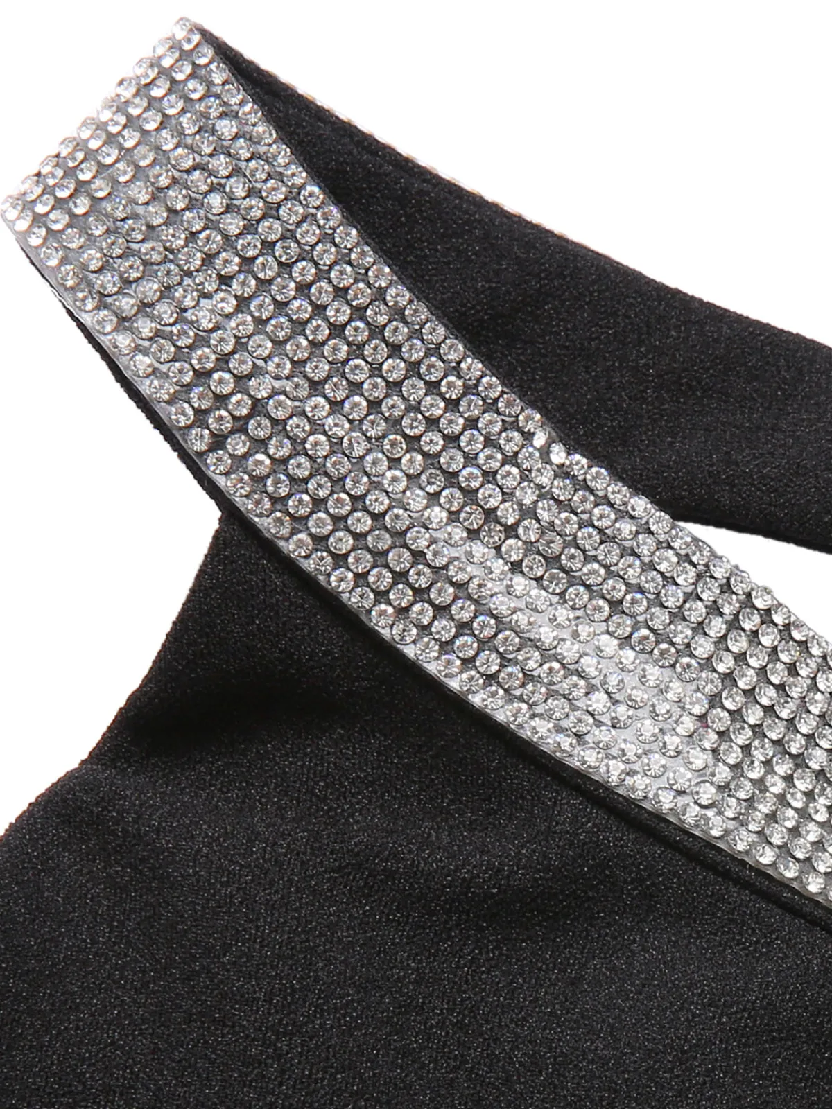 Discount Retro Stage 1960s Rhinestone Solid Halter Dress Black