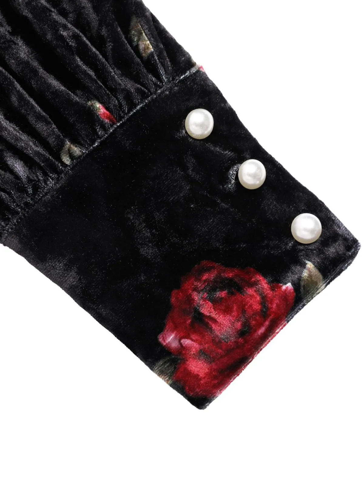 Online Retro Stage 1930s Rose Velvet Fishtail Dress Black