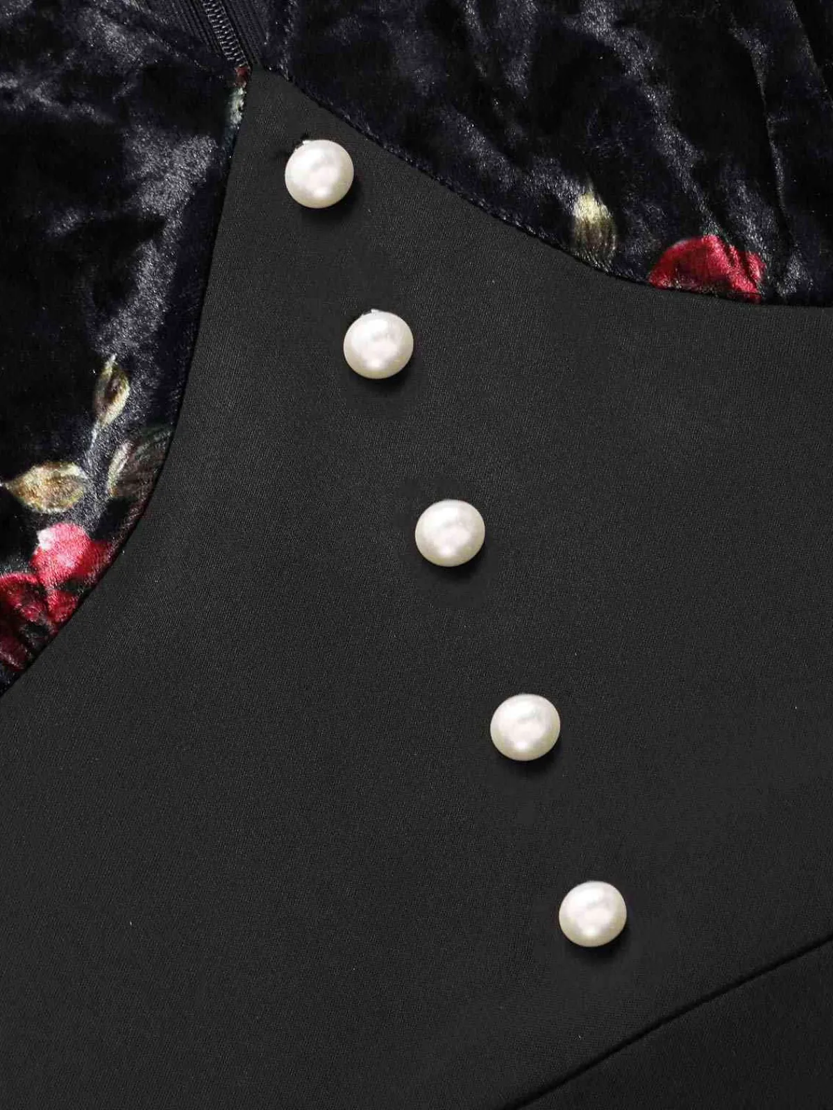 Online Retro Stage 1930s Rose Velvet Fishtail Dress Black