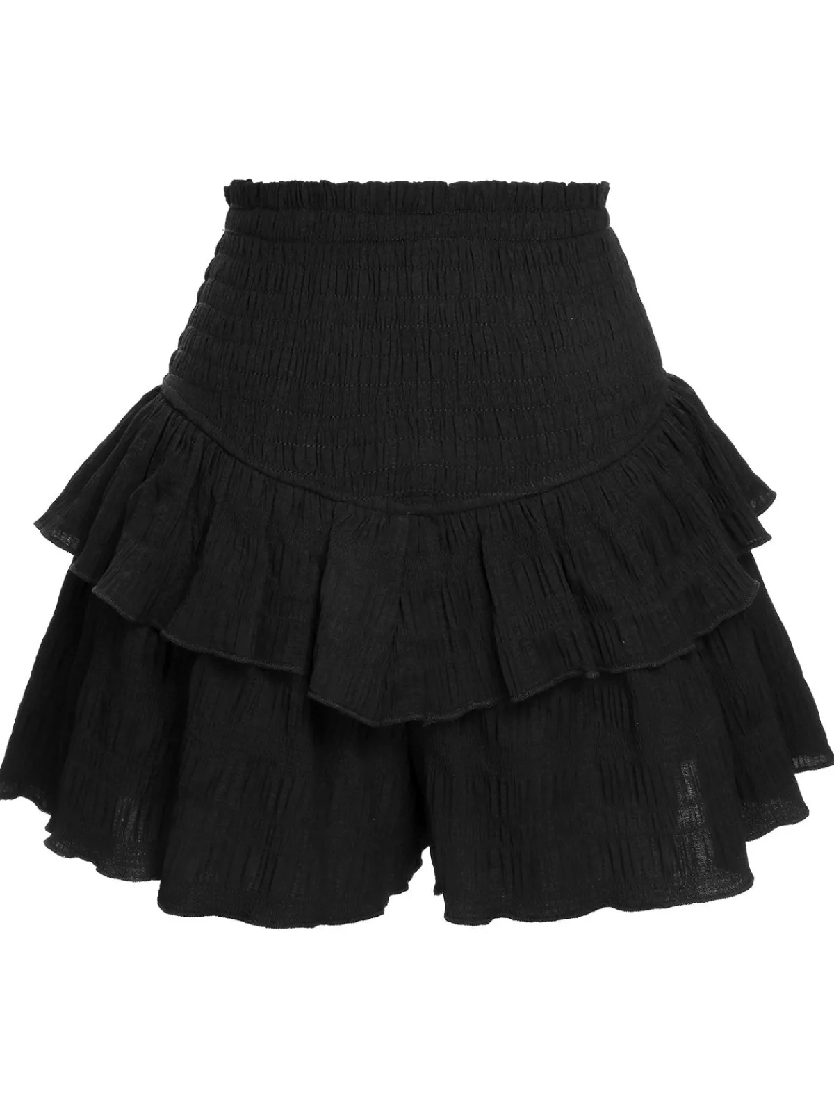 Sale Retro Stage 1950s Ruffles Solid Shorts Black