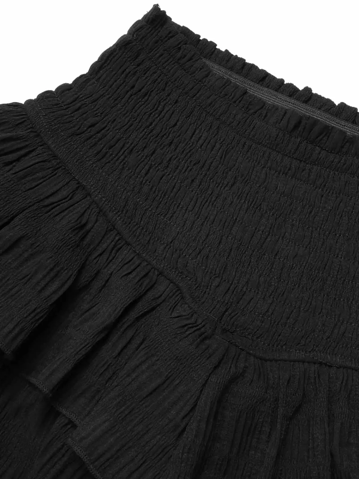 Sale Retro Stage 1950s Ruffles Solid Shorts Black
