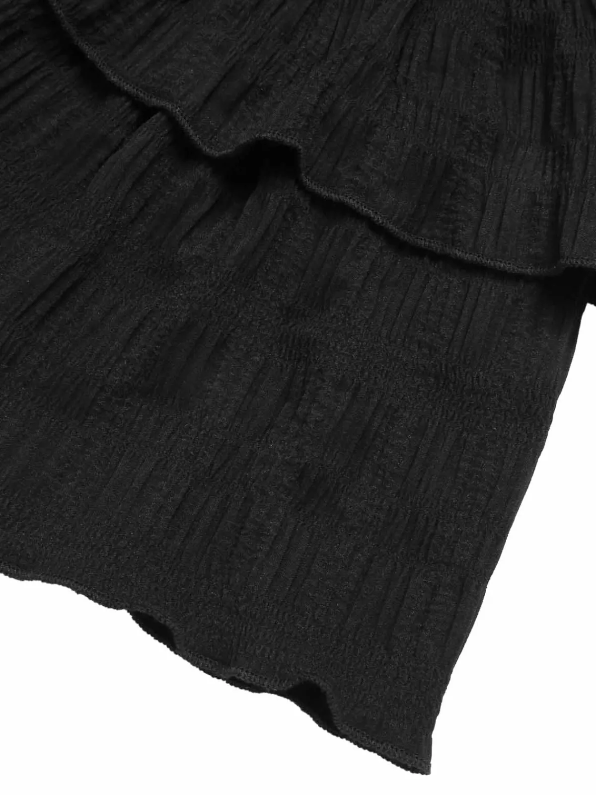 Sale Retro Stage 1950s Ruffles Solid Shorts Black