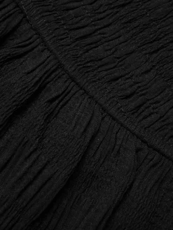 Sale Retro Stage 1950s Ruffles Solid Shorts Black
