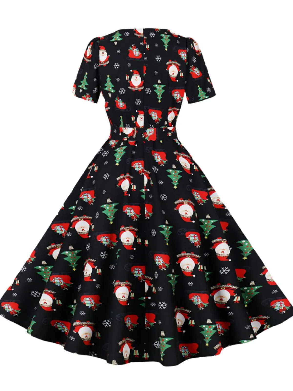 Discount Retro Stage 1950s Santa Claus Christmas Dress Black