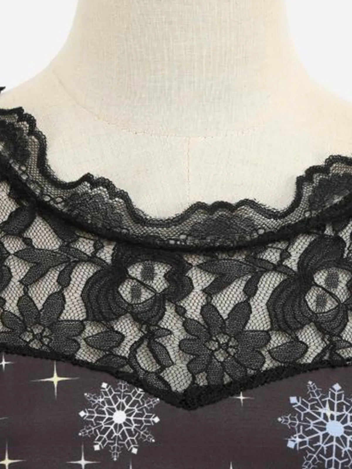 Clearance Retro Stage 1950s Santa Claus Lace Patchwork Dress Black