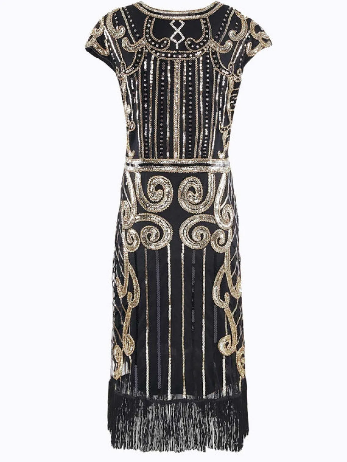 New Retro Stage 1920s Sequined Flapper Dress Black