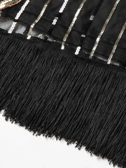 New Retro Stage 1920s Sequined Flapper Dress Black