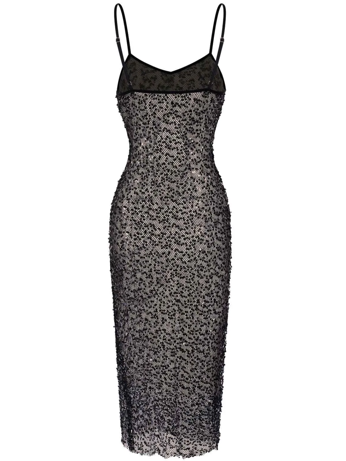 Clearance Retro Stage 1960s Sequined Spaghetti Straps Dress Black